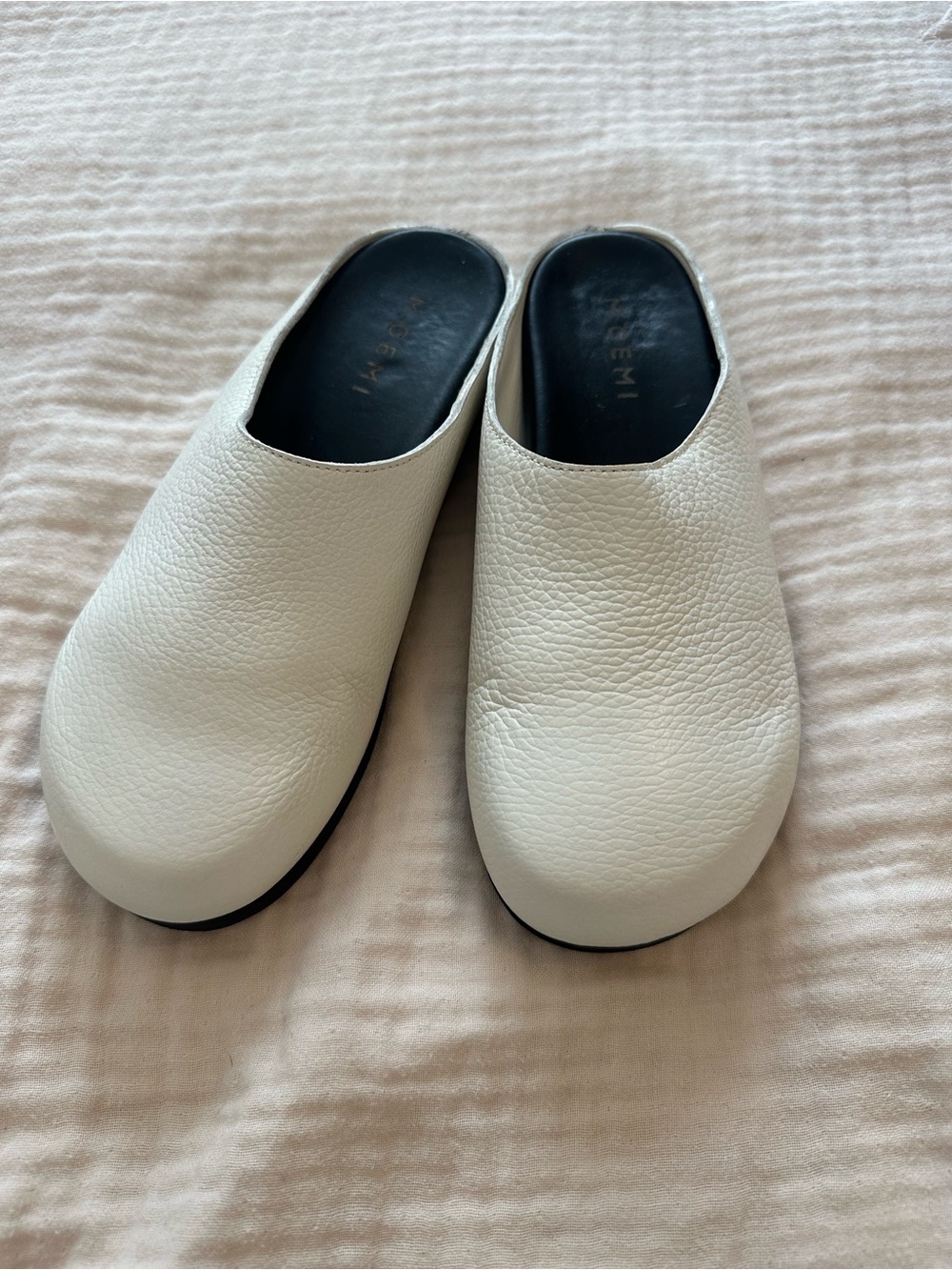 M. Gemi Italian Leather White Slip-On Clogs